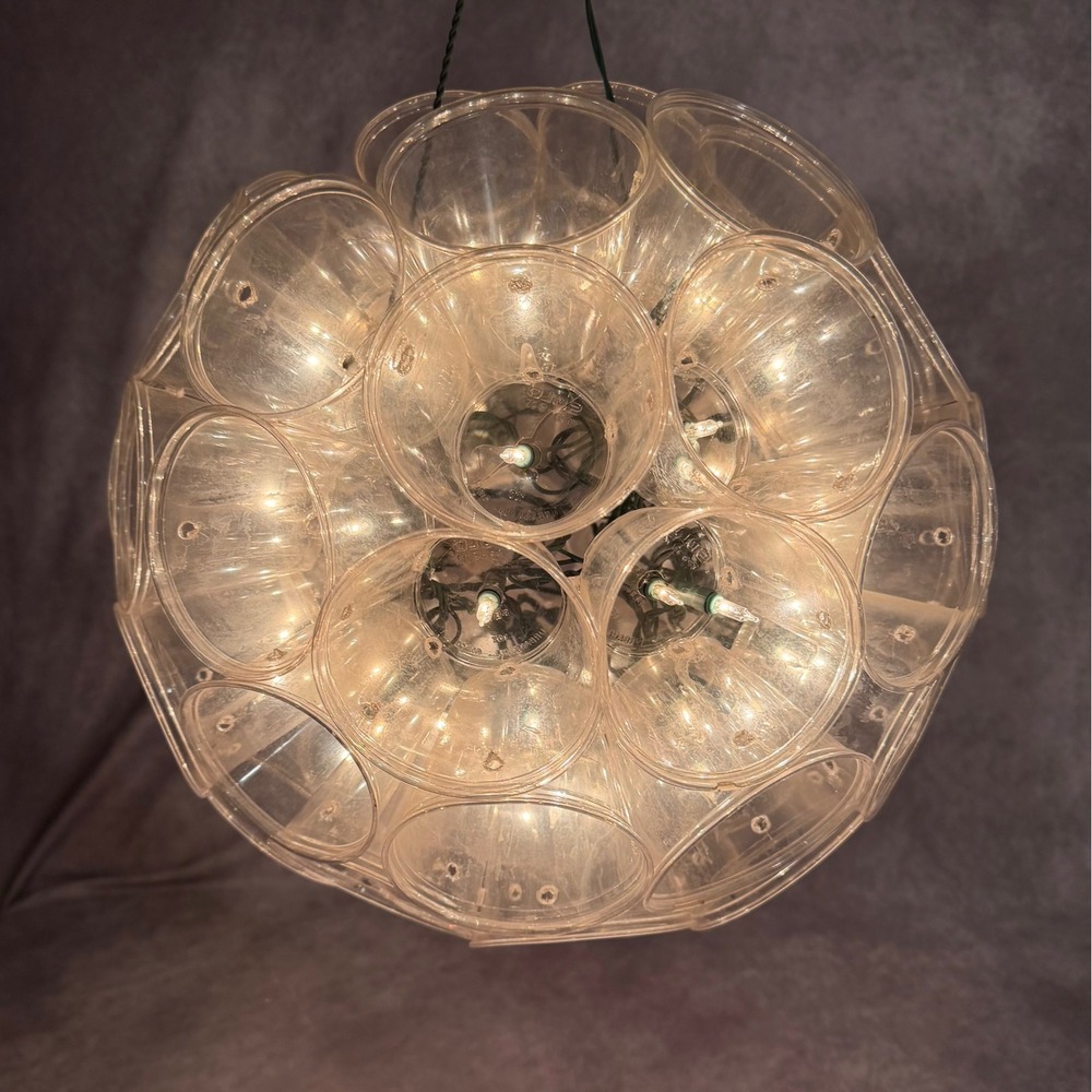 Vtg Sparkle Ball 65 Christmas Light White Punch Cup Handmade Sphere Hanging Ball